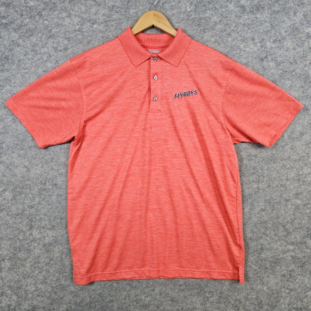 Paragon Men's Coral/Peach Polo Shirt‎ Size M FLYBOYS Embroidery 100% Polyester